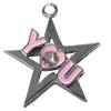 Pendant Zinc Alloy Jewelry Findings, Nobelium Plated, Star, 29x33mm, Sold by PC