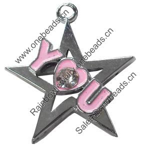 Pendant Zinc Alloy Jewelry Findings, Nobelium Plated, Star, 29x33mm, Sold by PC