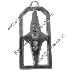 Pendant Zinc Alloy Jewelry Findings, Nobelium Plated, 16x36mm, Sold by PC