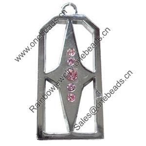 Pendant Zinc Alloy Jewelry Findings, Nobelium Plated, 19x43mm, Sold by PC