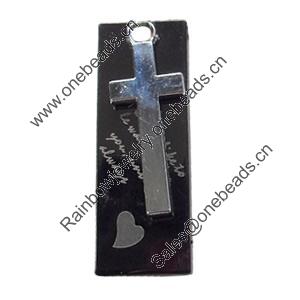 Pendant Zinc Alloy Jewelry Findings, Nobelium Plated, 13x34mm, Sold by PC