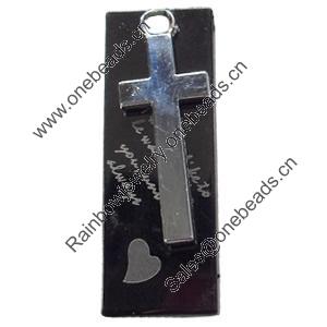 Pendant Zinc Alloy Jewelry Findings, Nobelium Plated, 14x40mm, Sold by PC