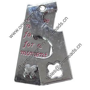 Pendant Zinc Alloy Jewelry Findings, Nobelium Plated, 13x34mm, Sold by PC