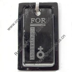 Pendant Zinc Alloy Jewelry Findings, Nobelium Plated, Rectangle, 21x36mm, Sold by PC