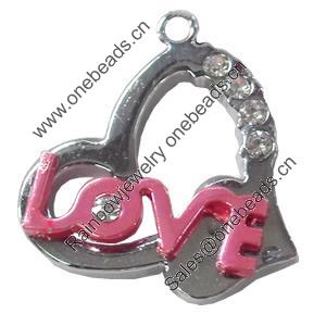 Pendant Zinc Alloy Jewelry Findings, Nobelium Plated, Heart, 29x31mm, Hole;2.5mm, Sold by PC