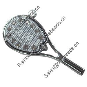 Pendant Zinc Alloy Jewelry Findings, Nobelium Plated, 51x26mm, Hole:3mm, Sold by PC