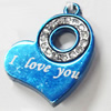 Pendant Zinc Alloy Jewelry Findings, Nobelium Plated, Heart, 25x29mm, Hole:2mm, Sold by PC