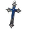 Pendant Zinc Alloy Jewelry Findings, Nobelium Plated, Cross, 30x54mm, Sold by PC