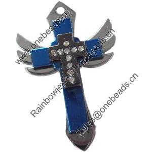 Pendant Zinc Alloy Jewelry Findings, Nobelium Plated, Cross, 31x48mm, Sold by PC