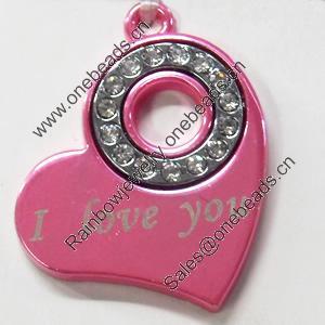 Pendant Zinc Alloy Jewelry Findings, Nobelium Plated, Heart, 25x28mm, Sold by PC