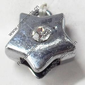 Pendant Zinc Alloy Jewelry Findings, Nobelium Plated, Star, 16x18mm, Sold by PC