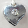 Pendant Zinc Alloy Jewelry Findings, Nobelium Plated, Heart, 15x16mm, Sold by PC