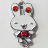 Pendant Zinc Alloy Jewelry Findings, Nobelium Plated, Rabbit, 16x28mm, Sold by PC