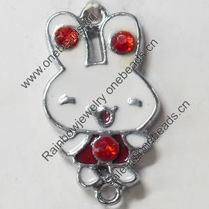 Pendant Zinc Alloy Jewelry Findings, Nobelium Plated, Rabbit, 16x28mm, Sold by PC