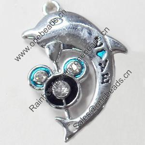 Pendant Zinc Alloy Jewelry Findings, Nobelium Plated, 22x32mm, Sold by PC