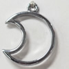 Pendant Zinc Alloy Jewelry Findings, Nobelium Plated, Moon, 21x27mm, Sold by PC