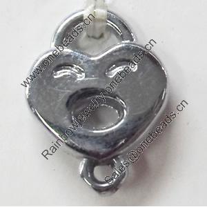 Pendant Zinc Alloy Jewelry Findings, Nobelium Plated, 11x15mm, Sold by PC