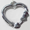 Pendant Zinc Alloy Jewelry Findings, Nobelium Plated, Heart, 24x26mm, Sold by PC