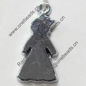 Pendant Zinc Alloy Jewelry Findings, Nobelium Plated, 13x26mm, Sold by PC