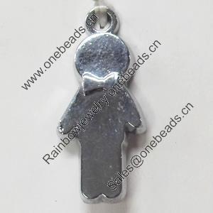 Pendant Zinc Alloy Jewelry Findings, Nobelium Plated, 11x26mm, Sold by PC