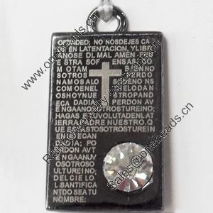 Pendant Zinc Alloy Jewelry Findings, Nobelium Plated, 18x33mm, Hole:3mm, Sold by PC