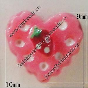Resin Cabochons, No-Hole Jewelry findings, Heart 10x9mm, Sold by Bag 