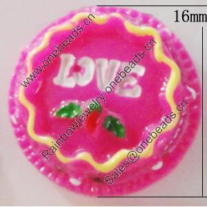 Resin Cabochons, No-Hole Jewelry findings, Flat Round 16mm, Sold by Bag 