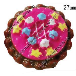 Resin Cabochons, No-Hole Jewelry findings, 27mm, Sold by Bag 