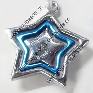 Pendant Zinc Alloy Jewelry Findings, Nobelium Plated, Star, 29x30mm, Hole:2.5mm, Sold by PC