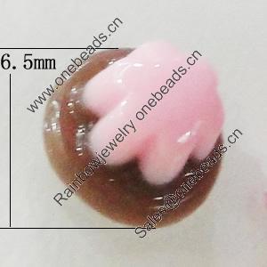 Resin Cabochons, No-Hole Jewelry findings, 6.5mm, Sold by Bag 