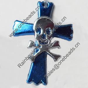 Pendant Zinc Alloy Jewelry Findings, Nobelium Plated, Cross, 29x40mm, Hole:3mm, Sold by PC