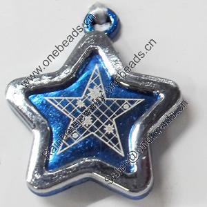Pendant Zinc Alloy Jewelry Findings, Nobelium Plated, Star, 24x27mm, Hole:2.5mm, Sold by PC