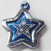 Pendant Zinc Alloy Jewelry Findings, Nobelium Plated, Star, 24x27mm, Hole:2.5mm, Sold by PC