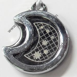 Pendant Zinc Alloy Jewelry Findings, Nobelium Plated, Moon, 21x28mm, Hole:2.5mm, Sold by PC