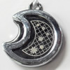 Pendant Zinc Alloy Jewelry Findings, Nobelium Plated, Moon, 21x28mm, Hole:2.5mm, Sold by PC