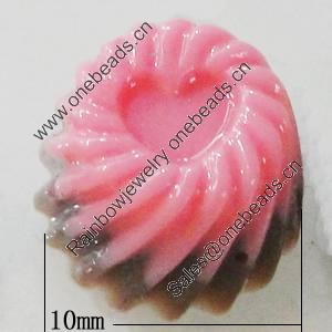 Resin Cabochons, No-Hole Jewelry findings, 10mm, Sold by Bag 