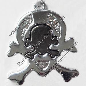 Pendant Zinc Alloy Jewelry Findings, Nobelium Plated, 29x37mm, Hole:3mm, Sold by PC