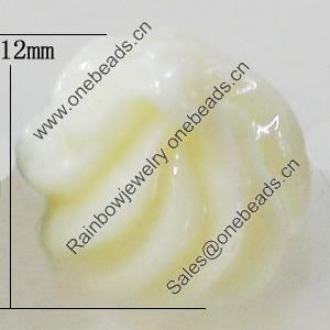 Resin Cabochons, No-Hole Jewelry findings, 12mm, Sold by Bag 