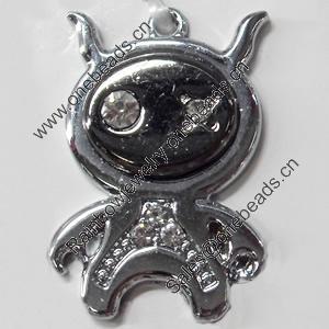 Pendant Zinc Alloy Jewelry Findings, Nobelium Plated, 22x32mm, Hole:2mm, Sold by PC
