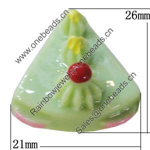 Resin Cabochons, No-Hole Jewelry findings, Triangle 21x26mm, Sold by Bag 