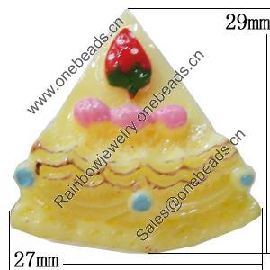 Resin Cabochons, No-Hole Jewelry findings, Triangle 27x29mm, Sold by Bag 