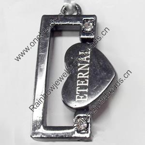 Pendant Zinc Alloy Jewelry Findings, Nobelium Plated, 17x32mm, Hole:2mm, Sold by PC