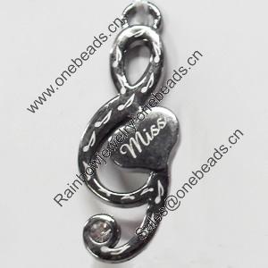 Pendant Zinc Alloy Jewelry Findings, Nobelium Plated, 12x33mm, Hole:2mm, Sold by PC