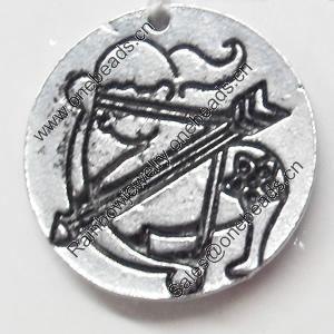 Pendant Zinc Alloy Jewelry Findings, Flat Round, 22mm，Sold by PC