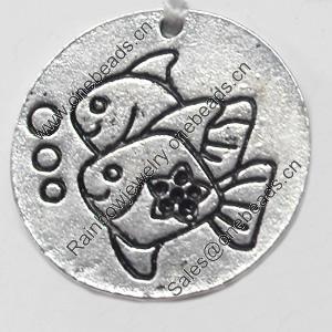 Pendant Zinc Alloy Jewelry Findings, Flat Round, 22mm，Sold by PC