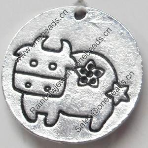 Pendant Zinc Alloy Jewelry Findings, Flat Round, 22mm，Sold by PC