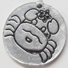 Pendant Zinc Alloy Jewelry Findings, Flat Round, 22mm，Sold by PC