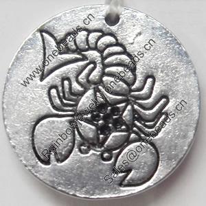 Pendant Zinc Alloy Jewelry Findings, Flat Round, 22mm，Sold by PC