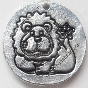 Pendant Zinc Alloy Jewelry Findings, Flat Round, 22mm，Sold by PC