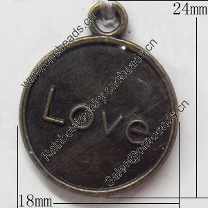 Pendant Zinc Alloy Jewelry Findings, 18x24mm，Sold by PC